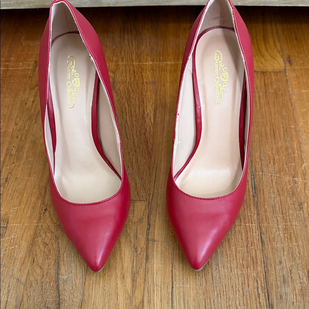 Journee Collection Red Heels Classic Pointed-Toe Pumps